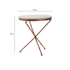 White Marble and Brass Finish Round Side Table