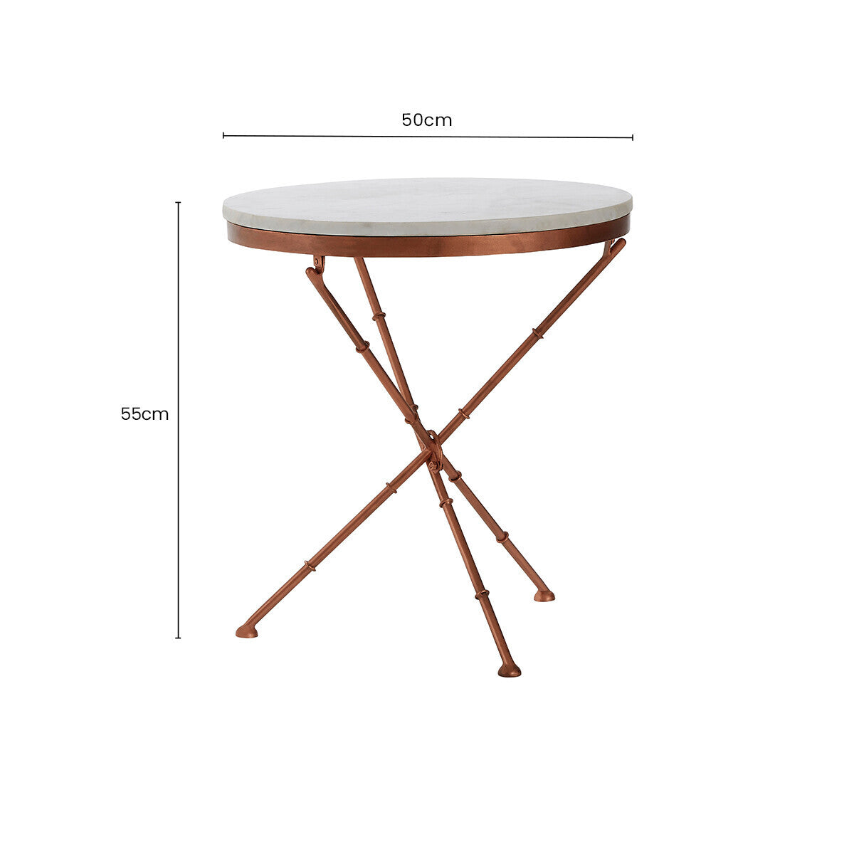 White Marble and Brass Finish Round Side Table