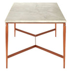 White Marble Rectangular Coffee Table with Brass Finish Legs