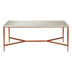 White Marble Rectangular Coffee Table with Brass Finish Legs