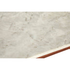 White Marble Rectangular Coffee Table with Brass Finish Legs