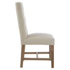 Beige Linen and Oak Wood Dining Chair