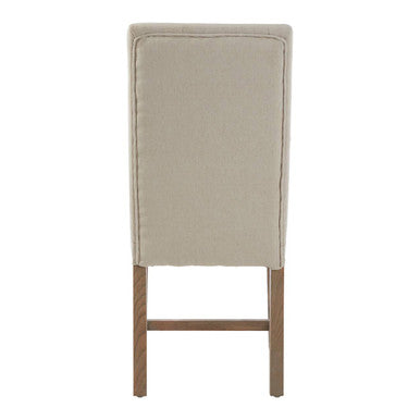 Beige Linen and Oak Wood Dining Chair