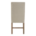 Beige Linen and Oak Wood Dining Chair