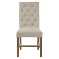 Beige Linen and Oak Wood Dining Chair