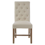 Beige Linen and Oak Wood Dining Chair