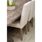 Beige Linen and Oak Wood Dining Chair
