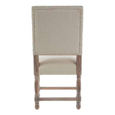 Natural Linen and White Wash Oak Wood Dining Chair