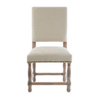 Natural Linen and White Wash Oak Wood Dining Chair