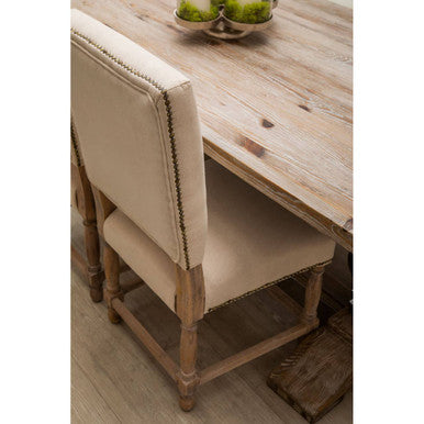 Natural Linen and White Wash Oak Wood Dining Chair