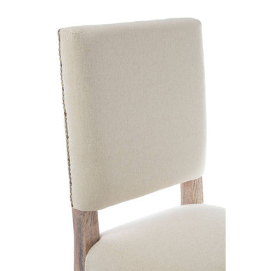 Natural Linen and White Wash Oak Wood Dining Chair