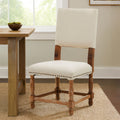 Natural Linen and White Wash Oak Wood Dining Chair