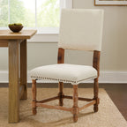 Natural Linen and White Wash Oak Wood Dining Chair