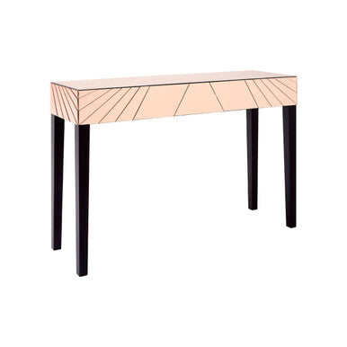 Rose Gold Finish Mirrored Console Table