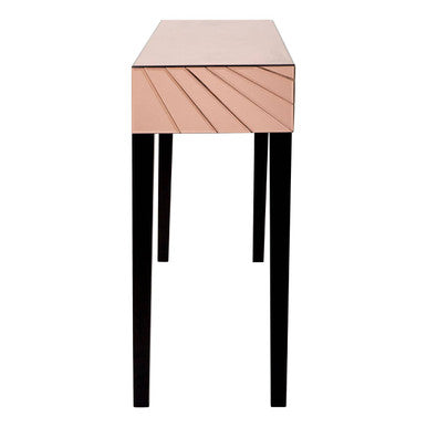 Rose Gold Finish Mirrored Console Table