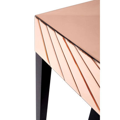 Rose Gold Finish Mirrored Console Table