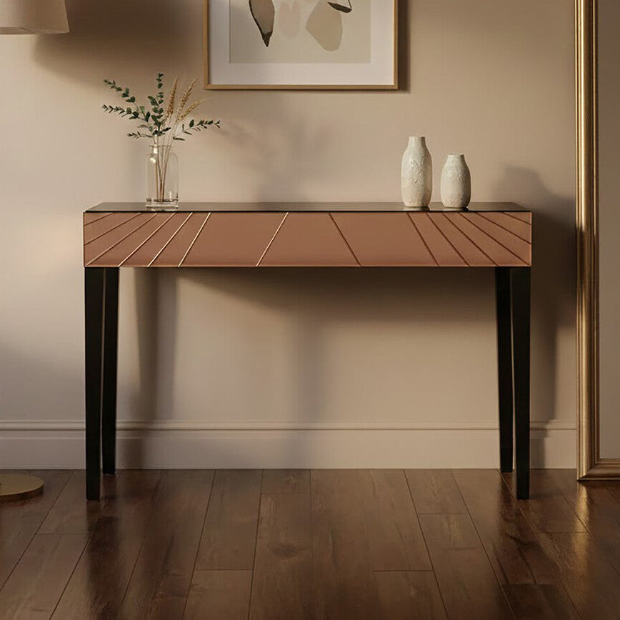 Rose Gold Finish Mirrored Console Table