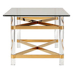 Clear Glass and Gold Finish Coffee Table with Acrylic Legs