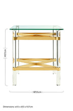 Clear Glass and Gold Finish Side Table with Acrylic Legs