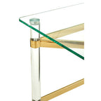Clear Glass and Gold Finish Side Table with Acrylic Legs