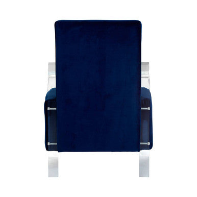 Navy Blue Velvet Armchair with Acrylic Legs