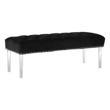 Black Velvet Bench with Acrylic Legs
