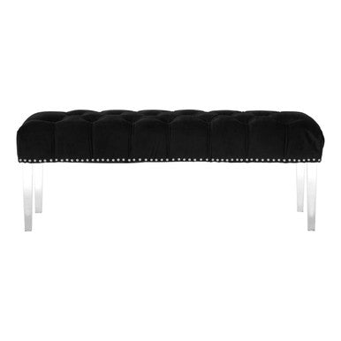 Black Velvet Bench with Acrylic Legs