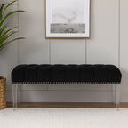 Black Velvet Bench with Acrylic Legs