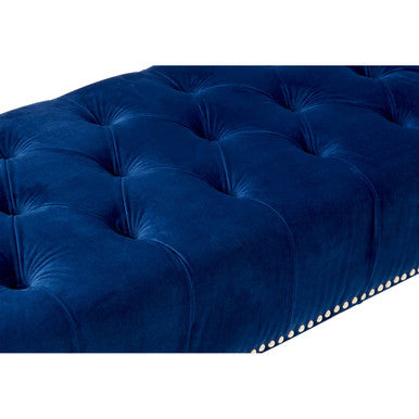 Blue Velvet Bench with Acrylic Legs