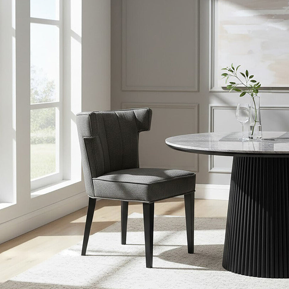 Grey Fabric Dining Chair with Black Legs