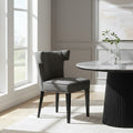 Grey Fabric Dining Chair with Black Legs