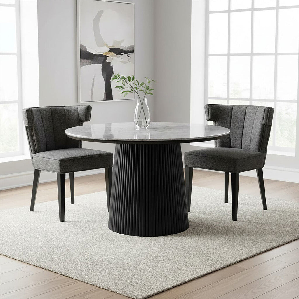 Grey Fabric Dining Chair with Black Legs