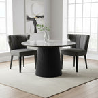 Grey Fabric Dining Chair with Black Legs