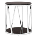Black Glass and Chrome Finish Round Side Table