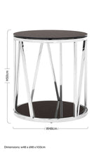 Black Glass and Chrome Finish Round Side Table