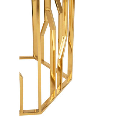 Black Glass and Gold Finish Hexagonal Side Table