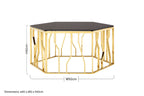 Black Glass and Gold Finish Hexagonal Coffee Table