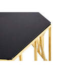 Black Glass and Gold Finish Hexagonal Coffee Table