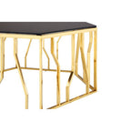 Black Glass and Gold Finish Hexagonal Coffee Table