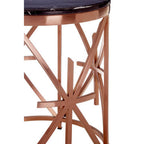 Black Marble Round Side Table with Rose Gold Finish Frame