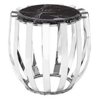 Black Marble and Chrome Finish Round Side Table
