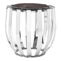 Black Marble and Chrome Finish Round Side Table