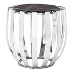 Black Marble and Chrome Finish Round Side Table