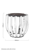 Black Marble and Chrome Finish Round Side Table