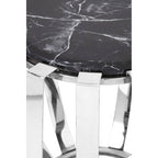 Black Marble and Chrome Finish Round Side Table