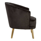 Black Velvet Round Chair with Gold Finish Legs