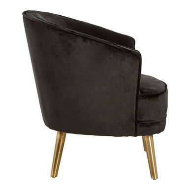 Black Velvet Round Chair with Gold Finish Legs