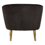 Black Velvet Round Chair with Gold Finish Legs