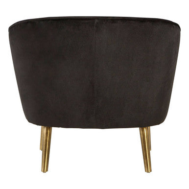 Black Velvet Round Chair with Gold Finish Legs
