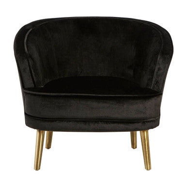 Black Velvet Round Chair with Gold Finish Legs